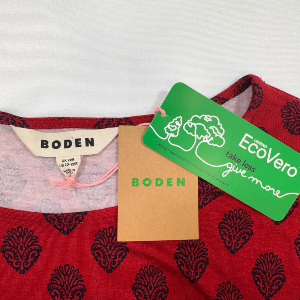 NEW Boden Thea Jersey Midi Dress Womens 20-22R Block Print Long Sleeve Pocket - Picture 7 of 12